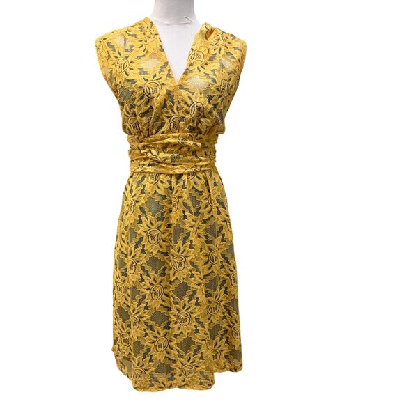 Plenty by Tracy Reese Dresses & Skirts - Anthropologie Plenty by Tracy Reese Yellow Floral Lace Midi Dress 10 Coquette